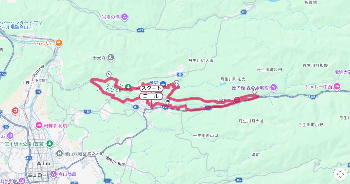 SATOYAMA RUN in 飛騨高山のコースを地図で表示