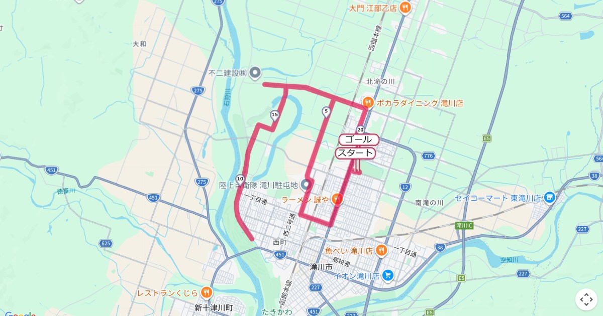 たきかわコスモスマラソン,滝川マラソンのコースを地図で表示