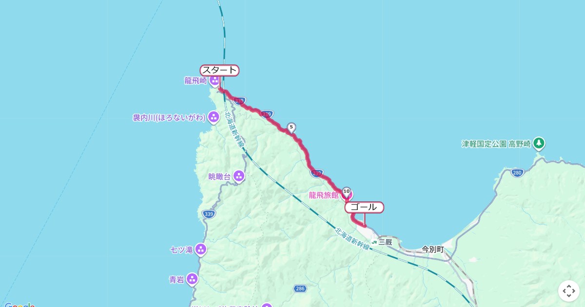 龍飛・義経マラソンのコースを地図で表示