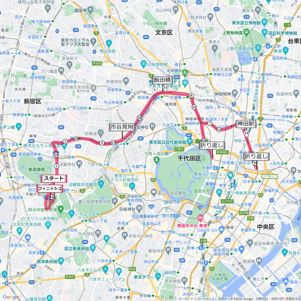 東京レガシーハーフマラソン,コース,地図,マップ,距離とタイム,高低差