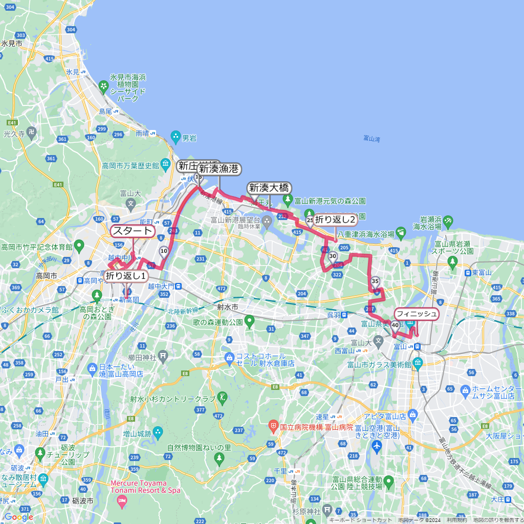 富山マラソン,コース,地図,マップ,距離とタイム,高低差