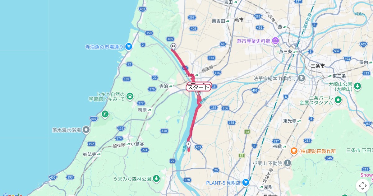 燕さくらマラソンのコースを地図で表示