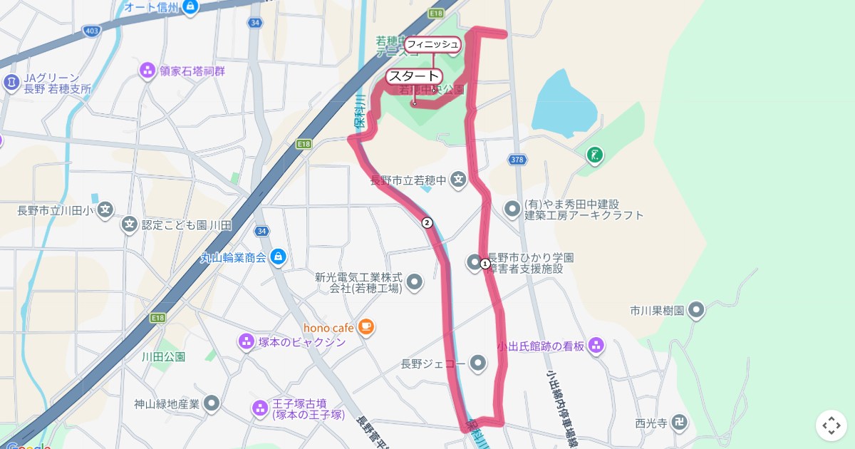ながのとびっくランinわかほ,若穂マラソンのコースを地図で表示