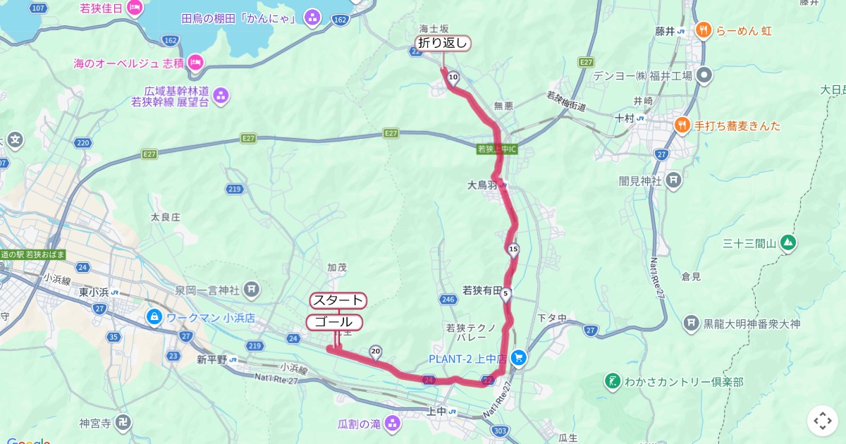 わかさあじさいマラソン,若狭マラソンのコースを地図で表示