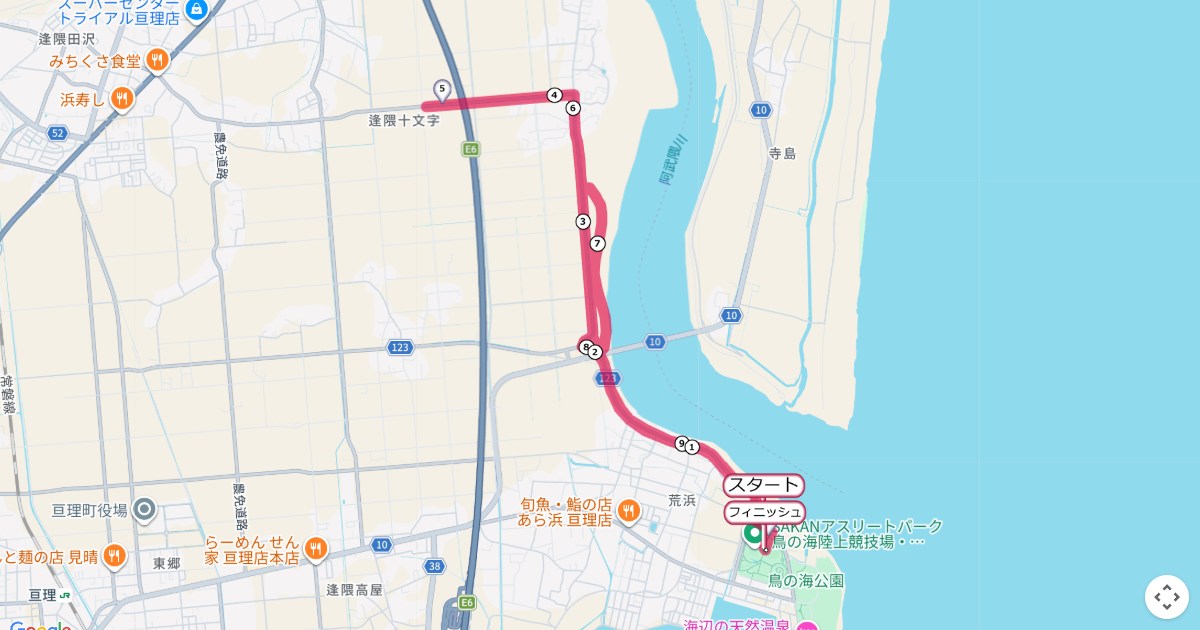 わたりマラソンのコースを地図で表示