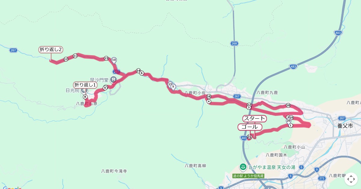 やぶらぶマラソン,養父マラソンのコースを地図で表示
