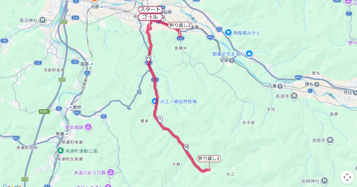 森下広一杯八頭町マラソンのコースを地図で表示