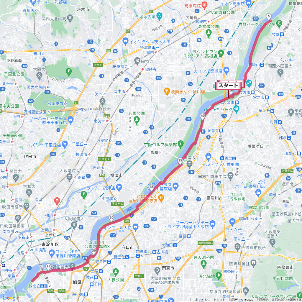 淀川寛平マラソン・フル,コース,地図,マップ,距離とタイム,高低差